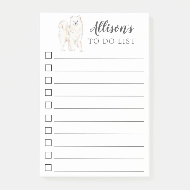 Samoyed Dog Personalized To Do List Post-it Notes (Front)