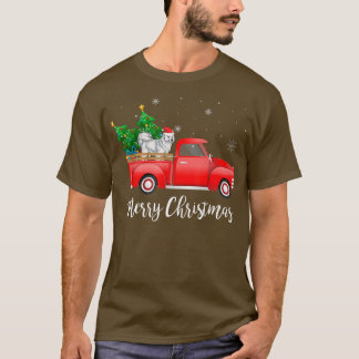 Samoyed Dog Riding Red Truck Christmas T-Shirt