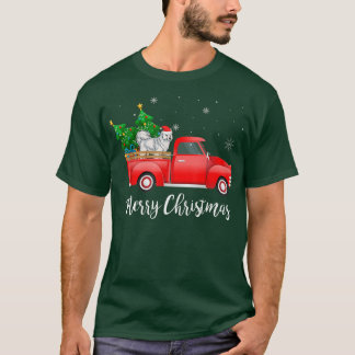 Samoyed Dog Riding Red Truck Christmas  T-Shirt