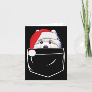 Samoyed Dog Santa Hat Christmas Pocket Fun Xmas  Card