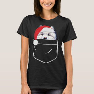 Samoyed Dog Santa Hat Christmas Pocket Fun Xmas T-Shirt