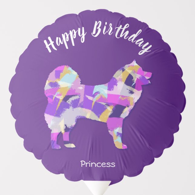 Samoyed Dog Silhouette Cute Purple PY&B Balloon (Front)