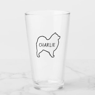 Samoyed Dog Silhouette Outline Personalized Glass