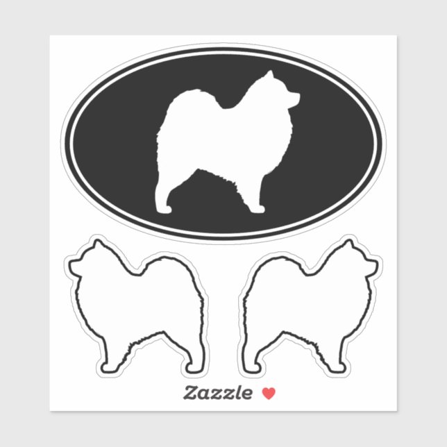 Samoyed Dog Silhouettes Vinyl Sticker Set (Sheet)