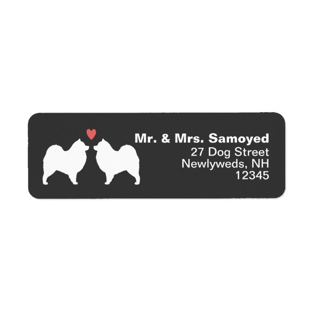 Samoyed Dog Silhouettes with Heart Return Address Label (Front)