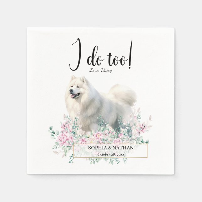 Samoyed Dog Wedding Cocktail Napkins (Front)