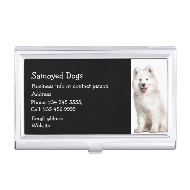 Samoyed Dogs Breeder Pet Sitter  Business Card Case (Front)