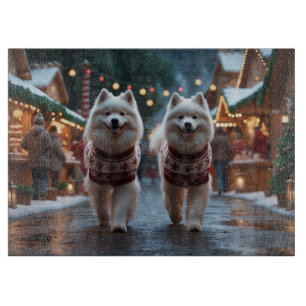 Samoyed Dogs Christmas Snow Holiday Cutting Board