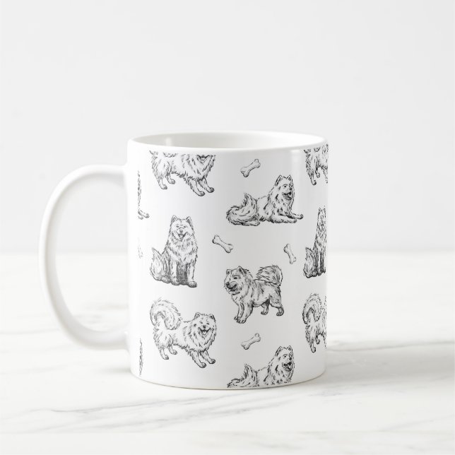 Samoyed dogs pattern coffee mug (Left)