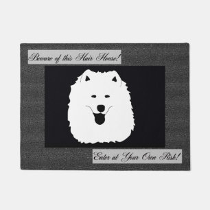 Samoyed Door Mat 18"X24";Beware of this Hair House