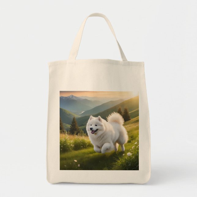 Samoyed Elegant Grocery Tote Bag (Front)
