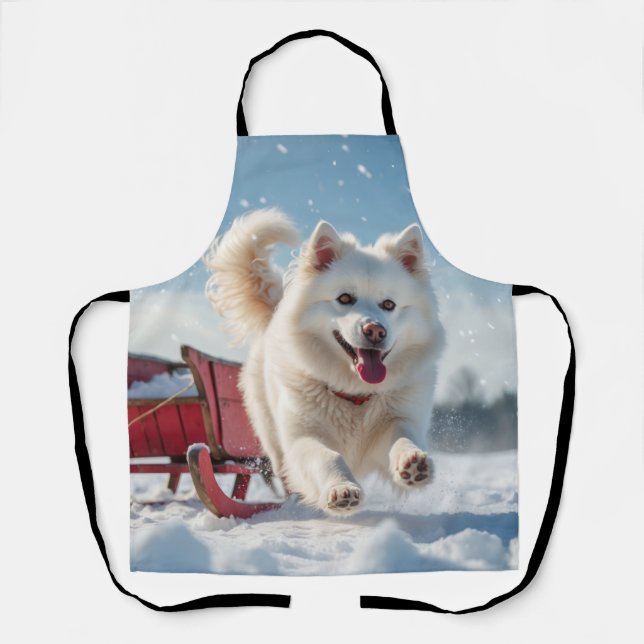 Samoyed Festive Holiday Christmas Apron (Front)