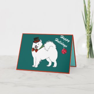 Samoyed Folded Holiday Greeting Card 3 sizes & env