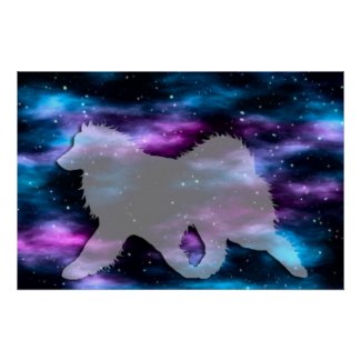 Samoyed Galaxy; Glossy Poster