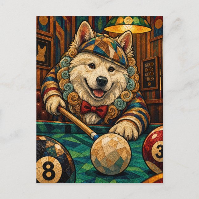 Samoyed, Geometric Mosaic Postcard (Front)