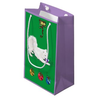 Samoyed Gift Bag: Sizes SM to LRG ,Wine Gl & Matte Small Gift Bag