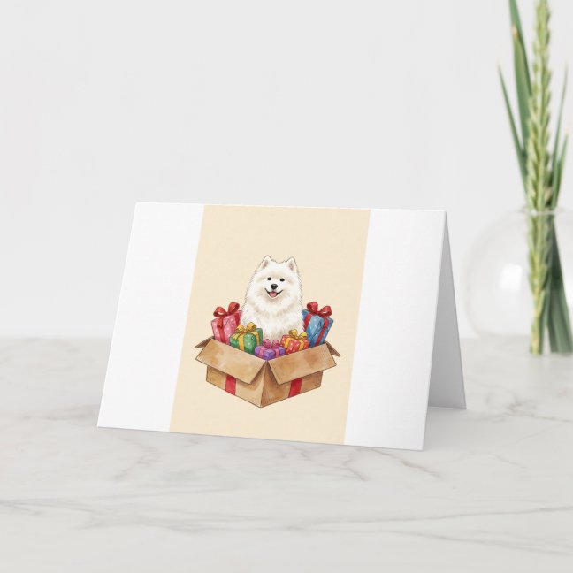 Samoyed Gift Box Surprise Greeting Card