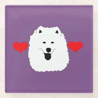 Samoyed Glass Coaster -  Valentines