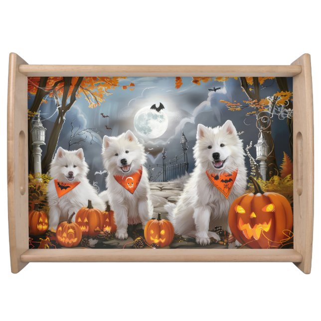 Samoyed Halloween Spooky Serving Tray (Front)