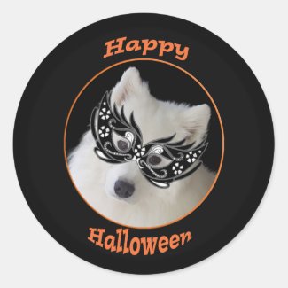 Samoyed Halloween Stickers, 2 sizes, Glossy/Matte Classic Round Sticker