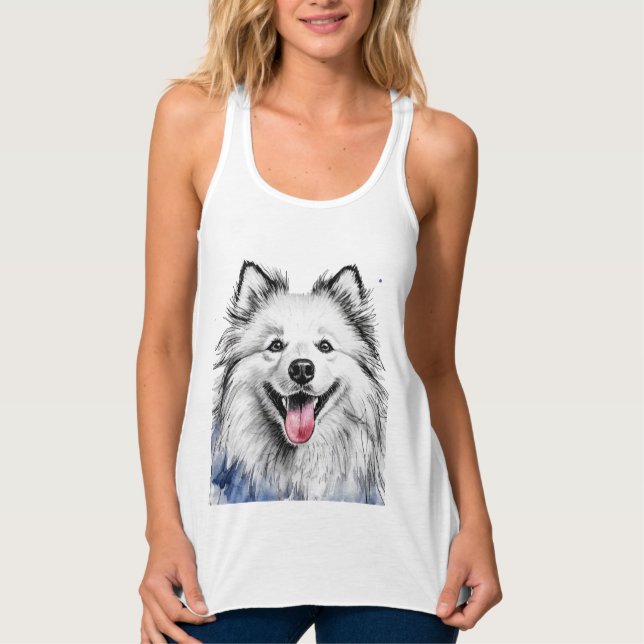 Samoyed Happy Face Dog Tank Top (Front)