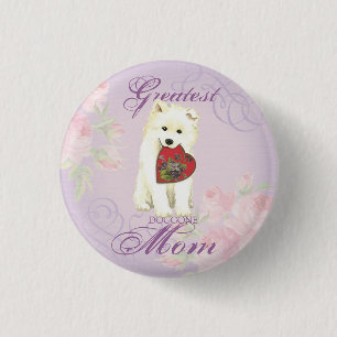 Samoyed Heart Mom Button