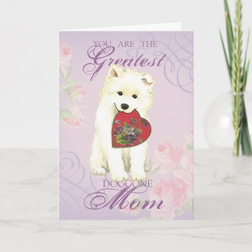 Samoyed Heart Mom Card