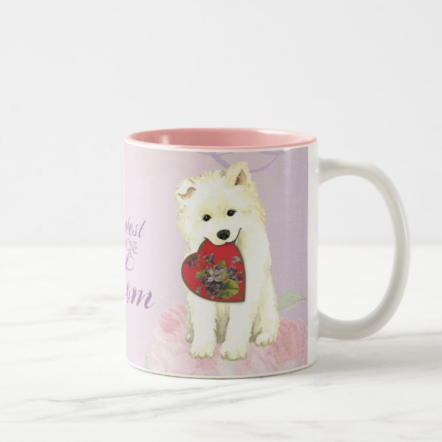 Samoyed Heart Mom Two-Tone Coffee Mug (Right)