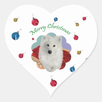 Samoyed Heart Stickers Match Gift-Wrap/Rib Sep.