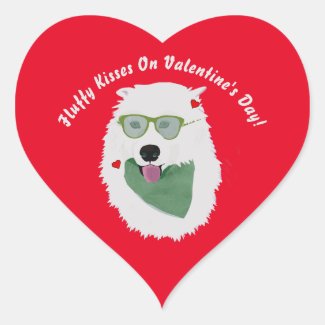 Samoyed Heart Stickers; Valentine's Day Heart Stic Heart Sticker