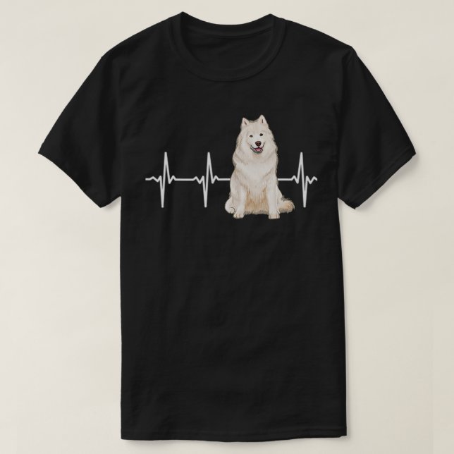 Samoyed Heartbeat Dog Lover  T-Shirt (Design Front)