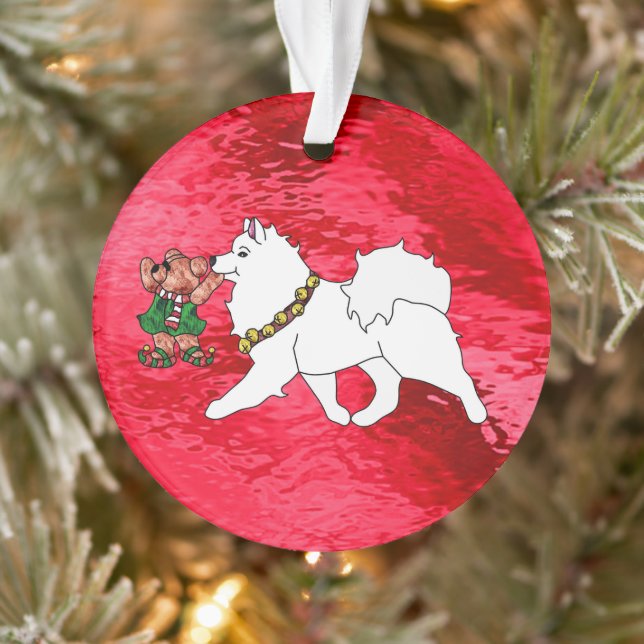 Samoyed Holiday Acrylic Ornament, Circle Ornament (Tree)