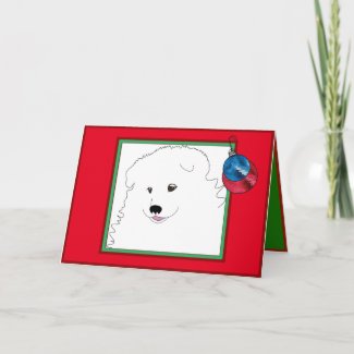 Samoyed Holiday Card; Messages Customizable Card