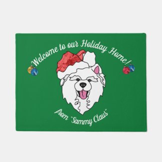 Samoyed Holiday Door Mat, No Slip Rubber Doormat