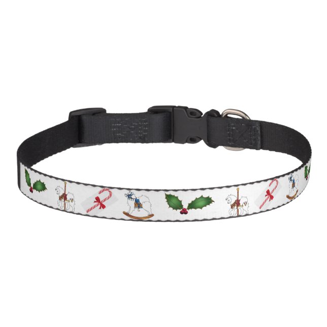 Samoyed Holiday Med/Lrg Dog Collar  (Front)