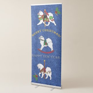 Samoyed Holiday Theme Vertical Retractable Banner