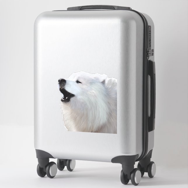 Samoyed Howl; Custom-Cut Clear Vinyl Sticker XL (Suitcase)