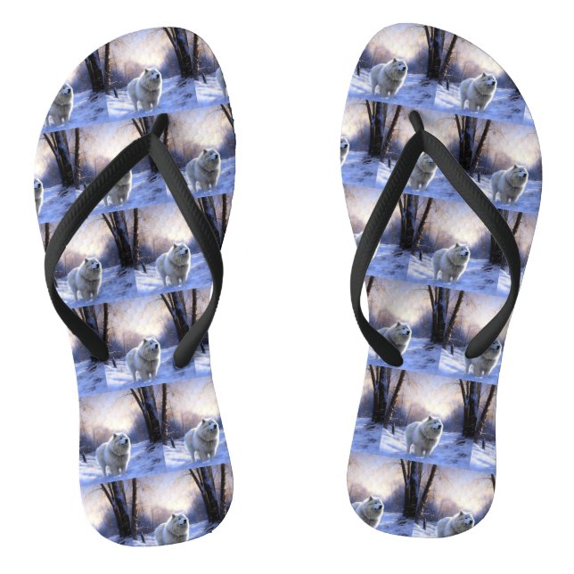 Samoyed Let It Snow Christmas Flip Flops (Footbed)