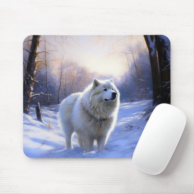 Samoyed Let It Snow Christmas Mouse Pad (With Mouse)