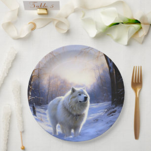 Samoyed Let It Snow Christmas Paper Plates