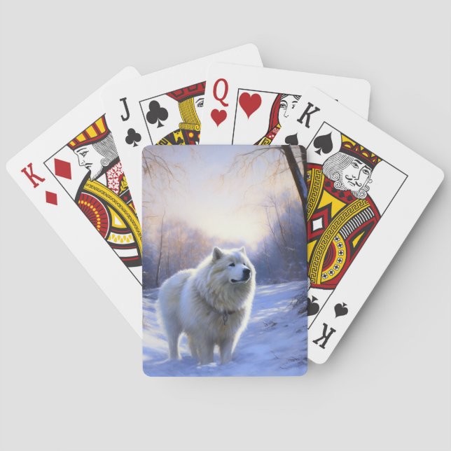 Samoyed Let It Snow Christmas Poker Cards (Back)