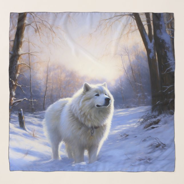 Samoyed Let It Snow Christmas Scarf (Front)