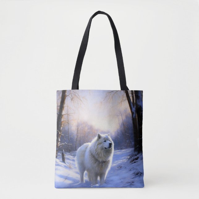 Samoyed Let It Snow Christmas Tote Bag (Front)
