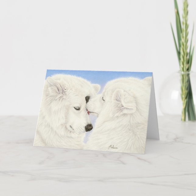 Samoyed Love Greeting Card (Front)