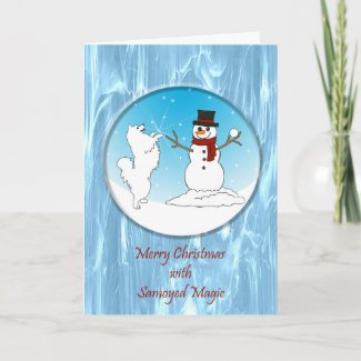Samoyed Magic Christmas Folded Greeting Card