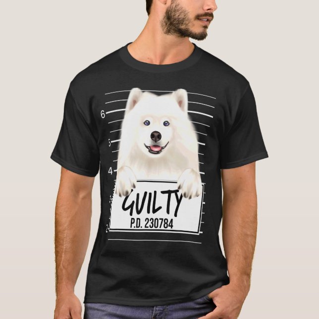 Samoyed Mugshot Guilty Dog T-Shirt (Front)