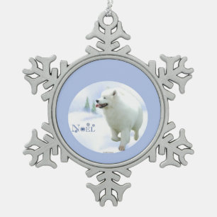 Samoyed Noel  Snowflake Pewter Christmas Ornament