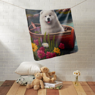 Samoyed on a Paddle: A Scenic Adventure Baby Blanket