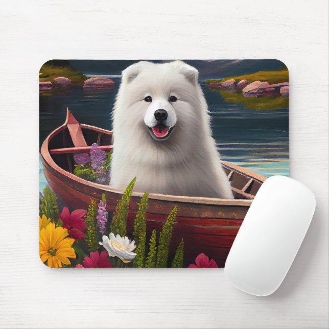 Samoyed on a Paddle: A Scenic Adventure Mouse Pad (With Mouse)