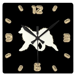 Samoyed on Modern Clock with Glass  Look Digits